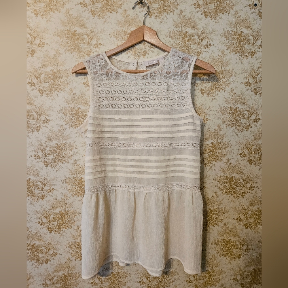 NWOT Logo Boho cream color flowy tank
